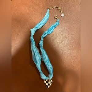 Blue Silk Necklace with heart